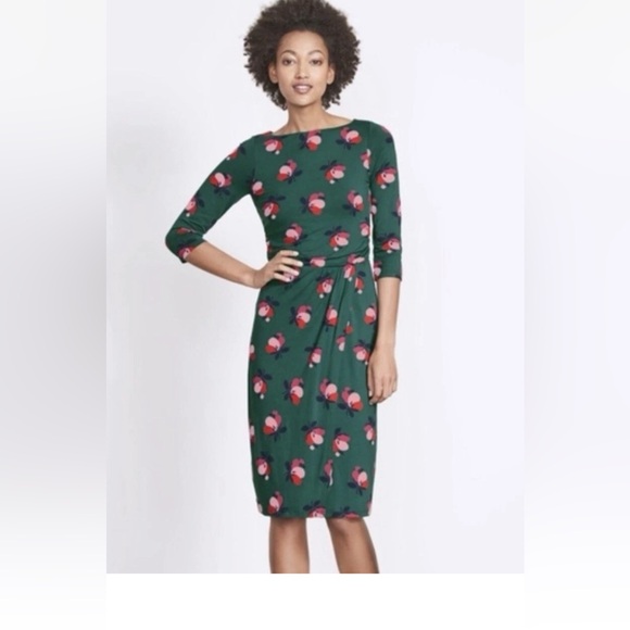 Boden Teal Dress with Pink‎ Floral Pattern - Picture 2 of 6